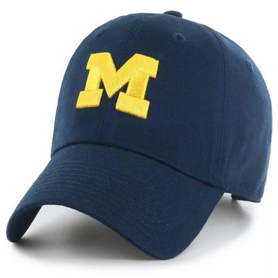Officially Licensed Michigan University Clean Up Hat Navy Blue Adjustable Classic Embroidered Team Logo Cap