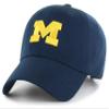 Officially Licensed Michigan University Clean Up Hat Navy Blue Adjustable Classic Embroidered Team Logo Cap view 1