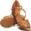 TUOTOM Girls Latin Dance Shoes Tan Low Heel Kids Ballroom Practice Salsa Tango Cha Cha Dance Shoes Brown 11.5 Little Kid view 4