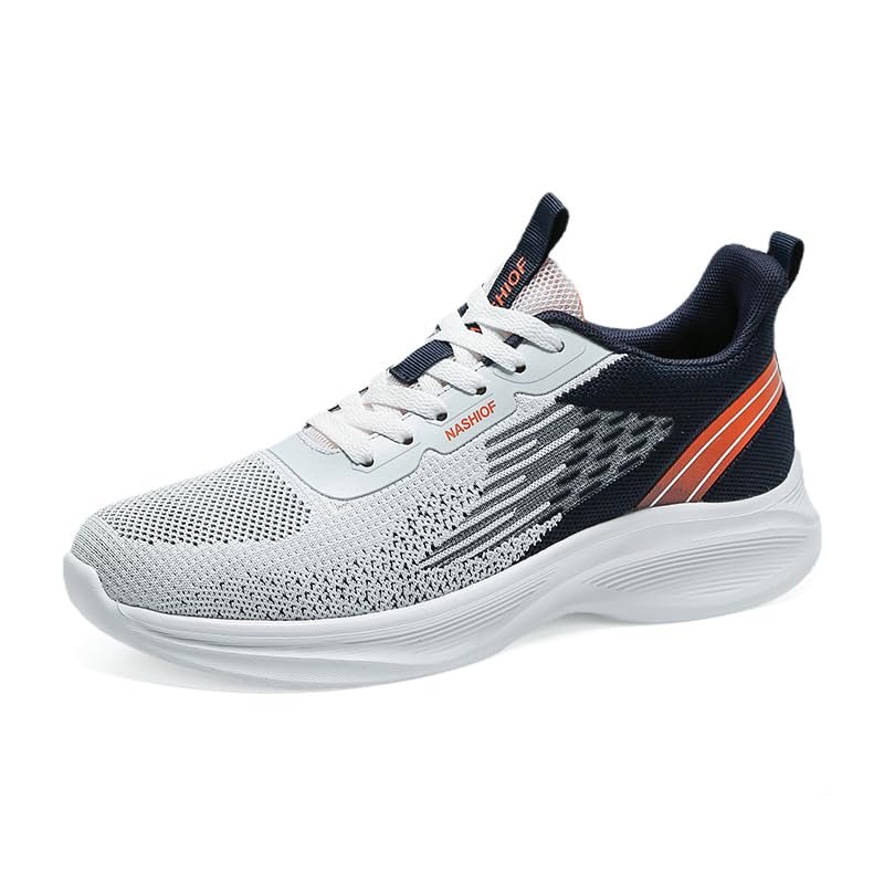 Gosetony Men's Sneakers Running Shoes Track Trail-Running Shoes Athletic Low-top Lace Up Sport White-Blue