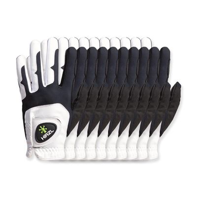 HIRZL GRIPPP FIT  Men's All-Weather Golf Glove (White/Black) | Kangaroo Leather & Lycra | Ultimate Grip, Small/Med/Med-Large, Worn on Left Hand (Pack of 10)