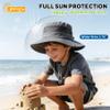 Kids Sun Hat UPF 50+ Sun Protective Bucket Hat for Kids Boys Girls Wide Brim Summer Beach Fishing Safari Adjustable Hat Lake Blue 5-13 Years view 3