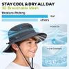 Kids Sun Hat UPF 50+ Sun Protective Bucket Hat for Kids Boys Girls Wide Brim Summer Beach Fishing Safari Adjustable Hat Lake Blue 5-13 Years view 4