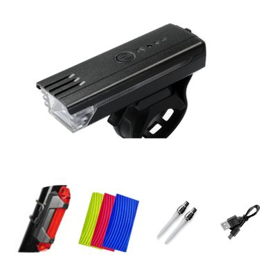 BNEI Bicycle Front and Rear Light Set, USB Smart Sensor Light with Horn and Warning Side Light, Compact and Lightweight, 360 Rotating Bracket