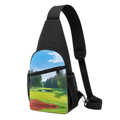 Golf Course Lawn Print Chest Pack Fashion Chest Sling Bag Crossbody Shoulder Backpack Unisex