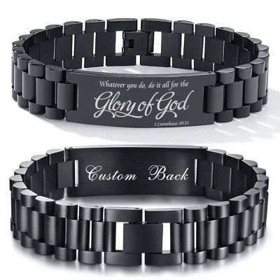 Personalized Bible Verse Bracelets for Men - Engraved 1 Corinthians 10:31 Inspirational Religious Quote Wristbands,Women Unisex Encourage Faith Prayer Christian ID Bracelet, Watch Band Bracelet Gift