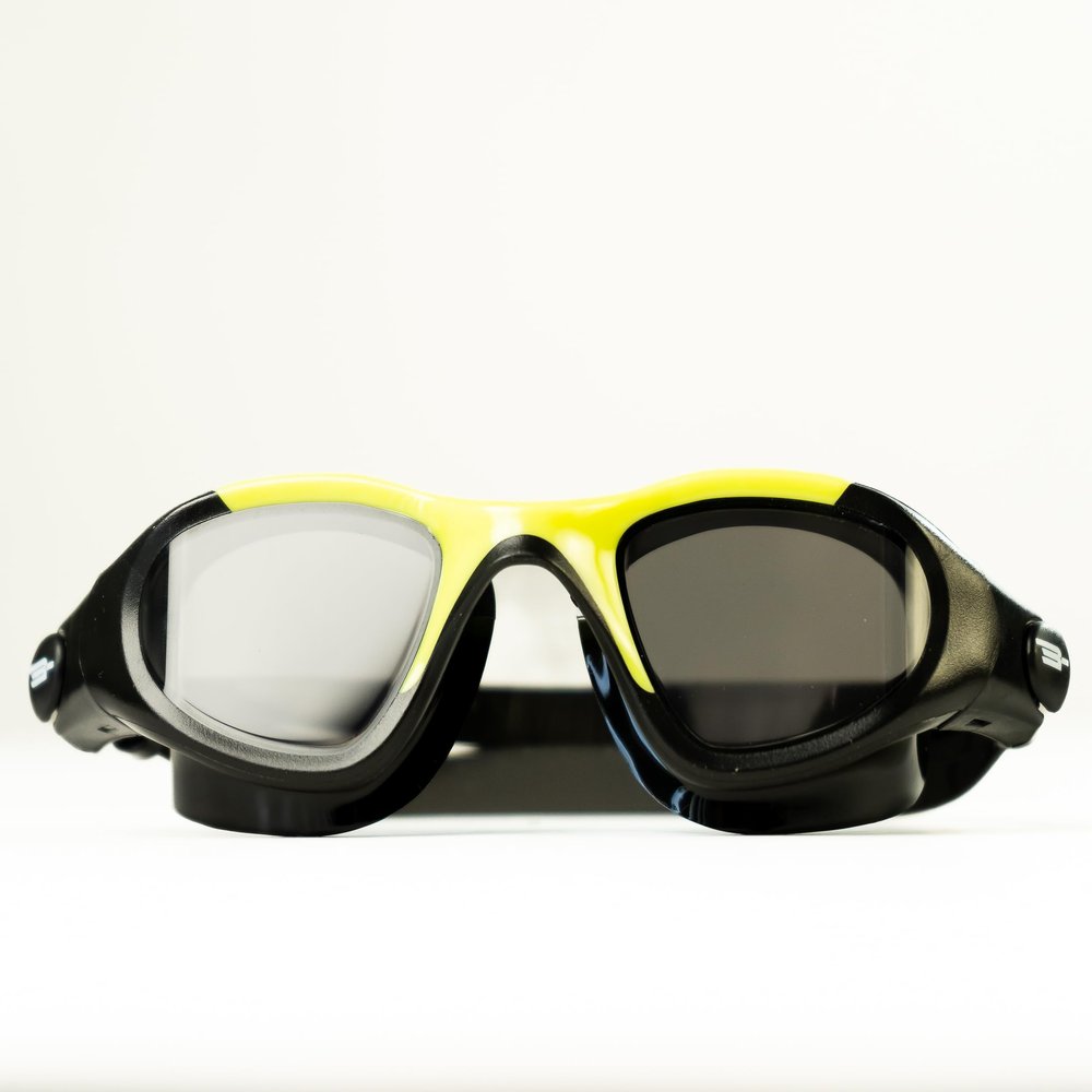 Bonassi Adult Swim Goggles - Black/Green - Adjustable, Maximum Visibility, Anti-fog, UVA Treatment for Swimming