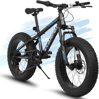 Ecarpat 20x4 Inch Fat Tire Mountain Bike,Dual Disc Brakes Suspension Fork, 7-Speed Boys Girls Mountain Bikes, All Terrain Kids Mountain Bikes for Boys and Girls 8-15 Years Old