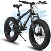 Ecarpat 20x4 Inch Fat Tire Mountain Bike,Dual Disc Brakes Suspension Fork, 7-Speed Boys Girls Mountain Bikes, All Terrain Kids Mountain Bikes for Boys and Girls 8-15 Years Old view 1