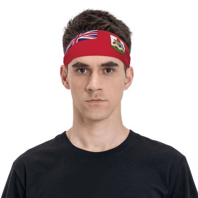 Flag of Bermuda Headband Sports Sweatband for Men Women Wicking Sweatbands for Running Basketball Yoga Hairbands