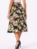 Allegra K Floral Skirt for Women's Hawaiian Tropical Beach Boho Wrap Midi Skirt Medium Black Pink view 3
