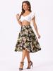 Allegra K Floral Skirt for Women's Hawaiian Tropical Beach Boho Wrap Midi Skirt Medium Black Pink view 4