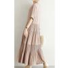 Bestgift Dress Pleated Skirt Comfortable mid-Length Women's Dresses White one Size view 2