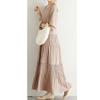 Bestgift Dress Pleated Skirt Comfortable mid-Length Women's Dresses White one Size view 4