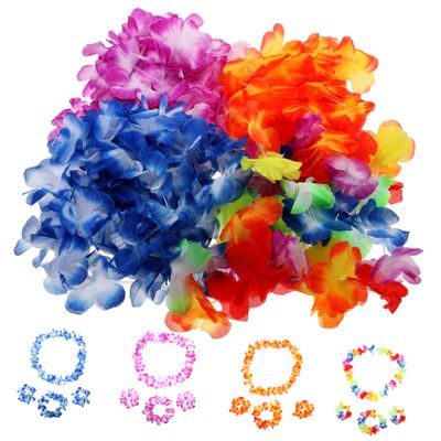 BIUDECO Hawaiian Flower Garland Set Leis Headbands Bracelets Necklaces for Luau Party Beach Wedding Festivals and Photography Decor