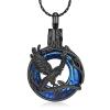constantlife Eagle Cremation Jewelry Urn Necklace for Ashes Stainless Steel Crystal Circle Memorial Pendant Loss Human Pet Eternity Keepsake Gift for Women Men (Black-Blue) view 1