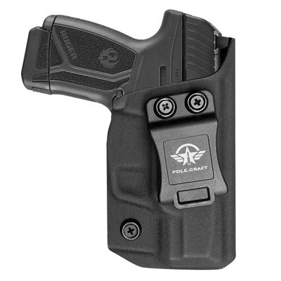 POLE.CRAFT Ruger Max-9 Holster IWB Kydex for Ruger Max-9 Barrel 3.20'' Gun Pocket Pouch - Inside Waistband Concealed Carry - Adj. Cant Retention - Cover Mag-Button - No Wear - No Jitter (Black, Right)