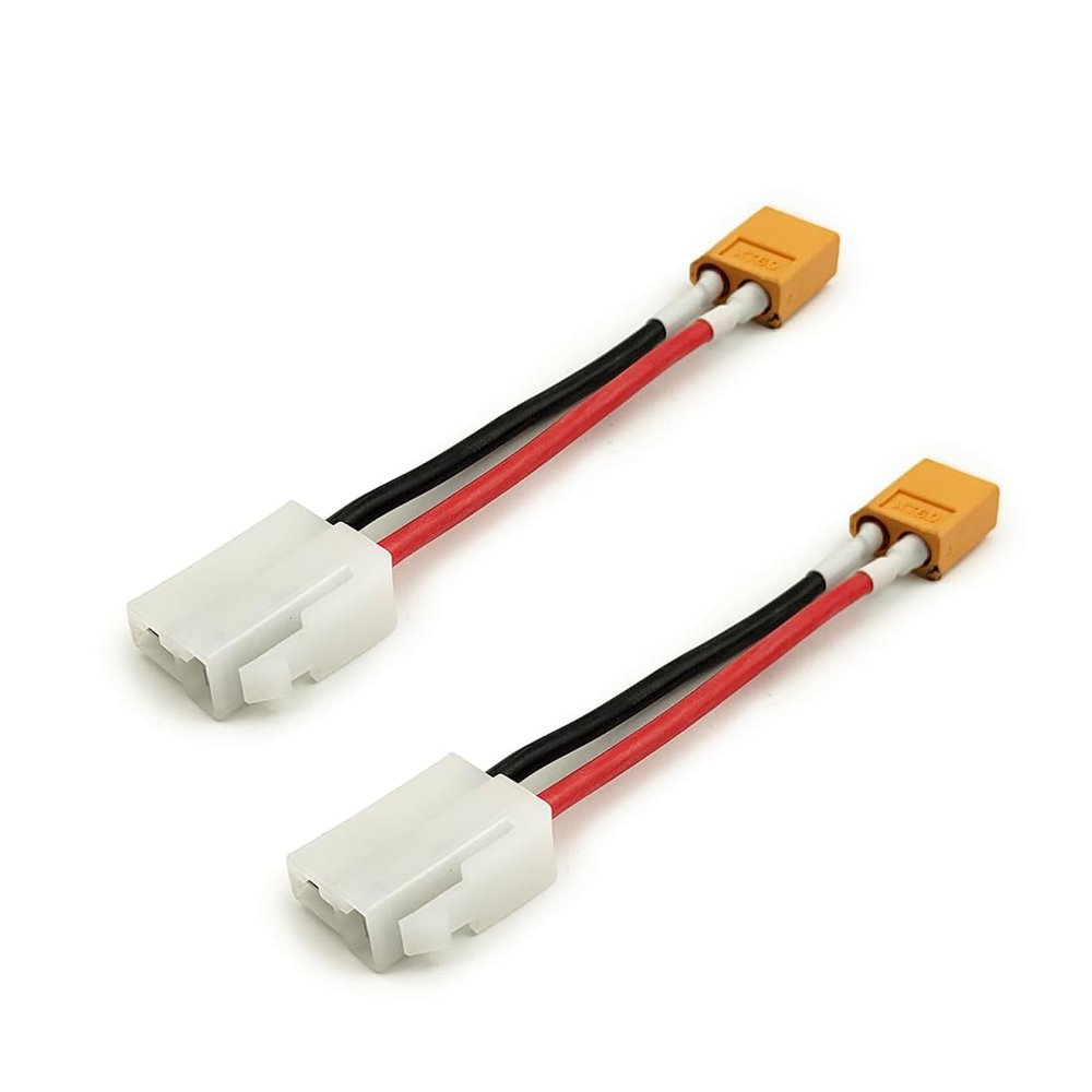 L-faster 2pcs 6.3mm Female Socket Terminal Convert to Deans T Plug Connector Adapter with 10CM Cable Wire (2pcs XT60)