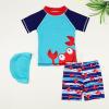 Little Boys Bathing Suit Toddler Boys Letter Short Sleeve Bathing Suit Boy's Cartoon Baby Split Angle (A, 3-4 Years) view 2