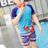 Little Boys Bathing Suit Toddler Boys Letter Short Sleeve Bathing Suit Boy's Cartoon Baby Split Angle (A, 3-4 Years) view 3