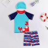 Little Boys Bathing Suit Toddler Boys Letter Short Sleeve Bathing Suit Boy's Cartoon Baby Split Angle (A, 3-4 Years) view 4