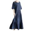 Bestgift Dress Pleated Skirt Comfortable mid-Length Women's Dresses Tibetan Blue one Size view 1