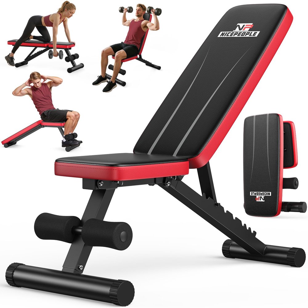 NICEPEOPLE Basic Weight Bench for Home Gym, 8 Backrests Adjustable Bench with 660LBS Weight Capacity for Chest Shoulders Arms Muscles, Foldable and Compact for Small Space Apartment Room