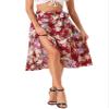 Allegra K Floral Skirt for Women's Hawaiian Tropical Beach Boho Wrap Midi Skirt X-Large Deep Red