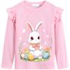 CM-Kid Easter Shirt for Toddler Girls Cute Bunny and Easter Eggs Clohtes Long Sleeves Pink Cotton Tee 4T view 1