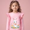 CM-Kid Easter Shirt for Toddler Girls Cute Bunny and Easter Eggs Clohtes Long Sleeves Pink Cotton Tee 4T view 2