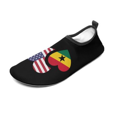 Ghana US Flag Water Shoes Quick-Dry Sports Barefoot Shoes Swim Shoes Slip-on for Beach Pool Yoga 7/8women,5/6men