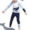 Ikevan Toddler Boys Casual Swimsuit Boys Rashguard Two Piece Swimsuits Kids Long Sleeve Sunsuits Surf Bathing (Blue, 3-4 Years) view 3