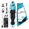 Windsurfing Sail and Surfboard SUP Windsurf Inflatable Paddle Board with Sail5m 400 * 185cm Professional Inflatable Windsurfer Board and Sail- Blue Color view 1
