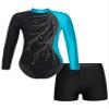Fldy Gymnastic Leotard for Girls Kids Long Sleeve Ballet Dance Leotard with Short Dancewear Unitard Biketard Lake Blue 12 Years view 1