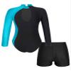 Fldy Gymnastic Leotard for Girls Kids Long Sleeve Ballet Dance Leotard with Short Dancewear Unitard Biketard Lake Blue 12 Years view 2