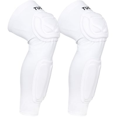 TUOYR Knee Pad Protective Calf Shin Guards For Adult Youth Leg Compression Sleeve Pad For Football Basketball Volleyball Soccer Protective Gear Calf Support Cuff With Anti-Slip Strip ((White 1 Pair))