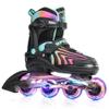 SUPER YOUNGSTER Girls Inline Skates for Boys Kids Ages 4-12, Adjustable Light Up Roller Skates for Youth Teens Ages 8-12, Beginner Blades for Women Adults view 1