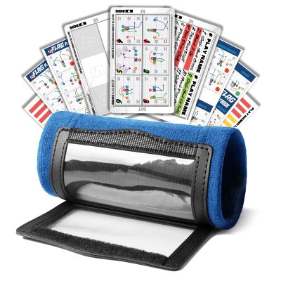 1NMORE 5v5, 7v7 Football Wristbands with Playbook System, Quarterback Wrist Coach for Youth, Flag Football Wrist Bands with Plays Stickers & PVC Cards (Blue, 5 on 5)