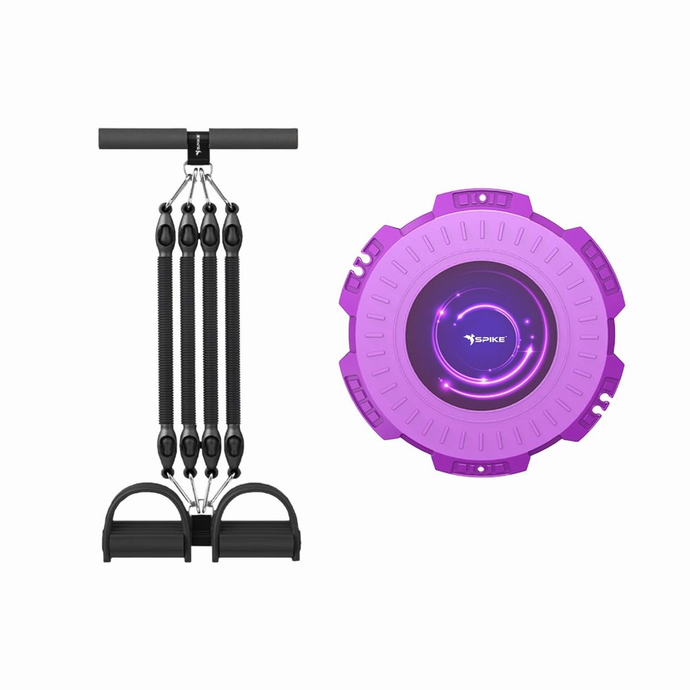 Spike Pro Tummy Trimmer 1 Set Four-Tube Pull Rope Elastic Sit up Rope Abdomen Leg Exerciser Sit up Home Exercise (Spike Pro Tummy Trimmer + Spike Tummy Twister)