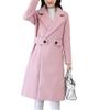 Maiyifu-GJ Women's Elegant Notched Lapel Coat Mid-Length Thicken Warm Wool Blend Coats Casual Fall Winter Long Overcoat (Pink,4X-Large) view 1
