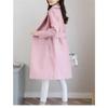 Maiyifu-GJ Women's Elegant Notched Lapel Coat Mid-Length Thicken Warm Wool Blend Coats Casual Fall Winter Long Overcoat (Pink,4X-Large) view 2