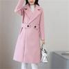Maiyifu-GJ Women's Elegant Notched Lapel Coat Mid-Length Thicken Warm Wool Blend Coats Casual Fall Winter Long Overcoat (Pink,4X-Large) view 3