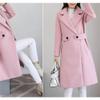 Maiyifu-GJ Women's Elegant Notched Lapel Coat Mid-Length Thicken Warm Wool Blend Coats Casual Fall Winter Long Overcoat (Pink,4X-Large) view 4