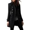 Maiyifu-GJ Womens Mid Long Wool Blend Coats Notched Lapel Collar Double Breasted Coat Fall Winter Jackets Overcoat (Black,3X-Large) view 1