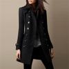 Maiyifu-GJ Womens Mid Long Wool Blend Coats Notched Lapel Collar Double Breasted Coat Fall Winter Jackets Overcoat (Black,3X-Large) view 2