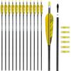 BOWSOUL 30inch Hunting Carbon Archery Arrows with 5" Turkey Feathers Spine 300/400/500 for Recurve & Long Bow (Pack of 12) (Yellow&Yellow Cam, SP400) view 1
