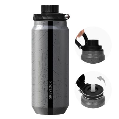 Greylock 20 oz Insulated Water Bottle with Straw Lid, Reusable Stainless Steel Sports Water Bottles with Foldable Handle, Leak Proof, Double-Wall Vacuum Insulation, 24 Hours Cold (Mapmaker's Muse)