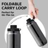 Greylock 20 oz Insulated Water Bottle with Straw Lid, Reusable Stainless Steel Sports Water Bottles with Foldable Handle, Leak Proof, Double-Wall Vacuum Insulation, 24 Hours Cold (Mapmaker's Muse) view 3