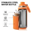 Greylock 20 oz Insulated Water Bottle with Straw Lid, Reusable Stainless Steel Sports Water Bottles with Foldable Handle, Leak Proof, Double-Wall Vacuum Insulation, 24 Hours Cold(Tangerine) view 4
