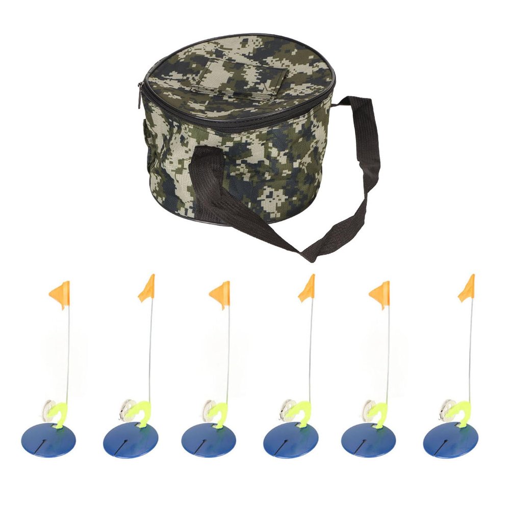 Cryfokt 6 Set Ice Fishing Flag Kit, Winter Rod Indicator with Floating Base Tackle, Portable Ice Fishing Tip Up Flag Kit for Winter Fishing, Ice Fishing Accessories for Fishing Enthusiasts